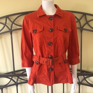Caslon Orange Cotton Belted Utility Jacket Size L